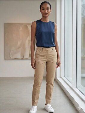 Peserico Tan Straight-Leg Trousers size 42 (6 US).  Made in Italy